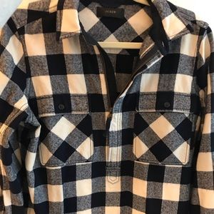 Navy blue gingham flannel quarter zip - LIKE NEW